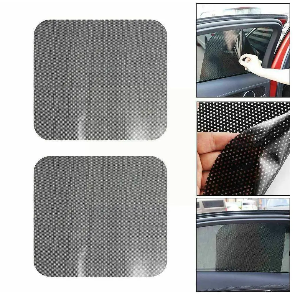 

2/4pcs Diy Static Car Window Sunshade Stickers Window Glass Cover Curtain Pvc Car Black Accessories Car Sunscreen V3f8