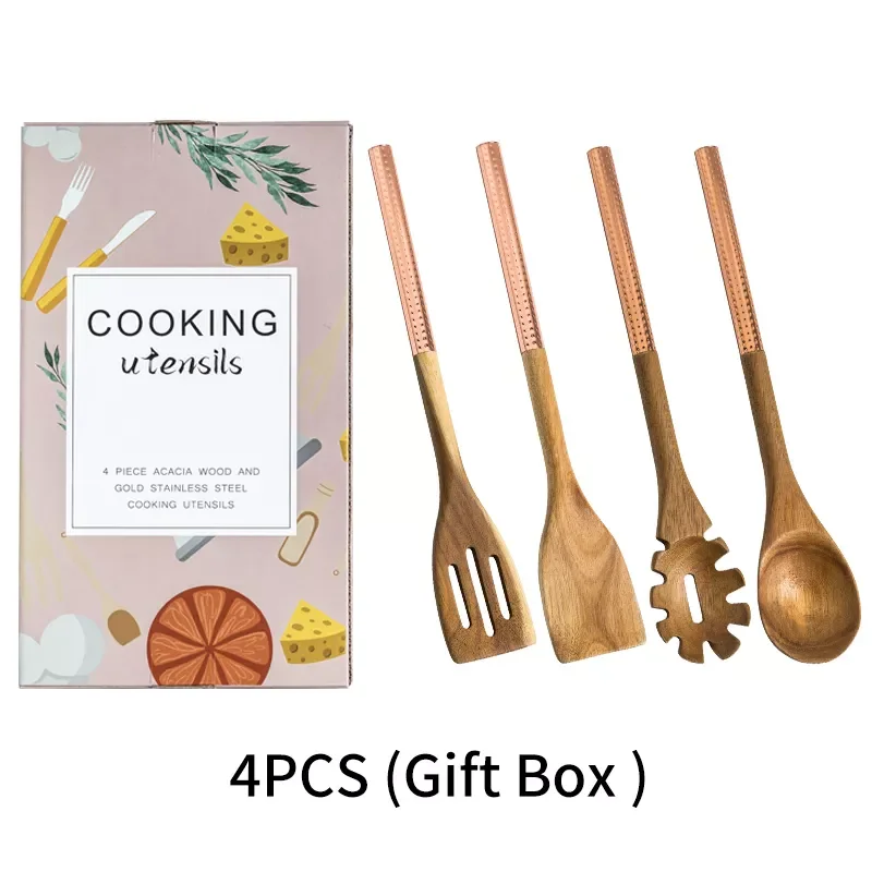 

Gift Package Natural Solid Wooden Tableware High Temperature Spatula Housold Cooking Tool Spatula Rice Spoon Colander Kitchen