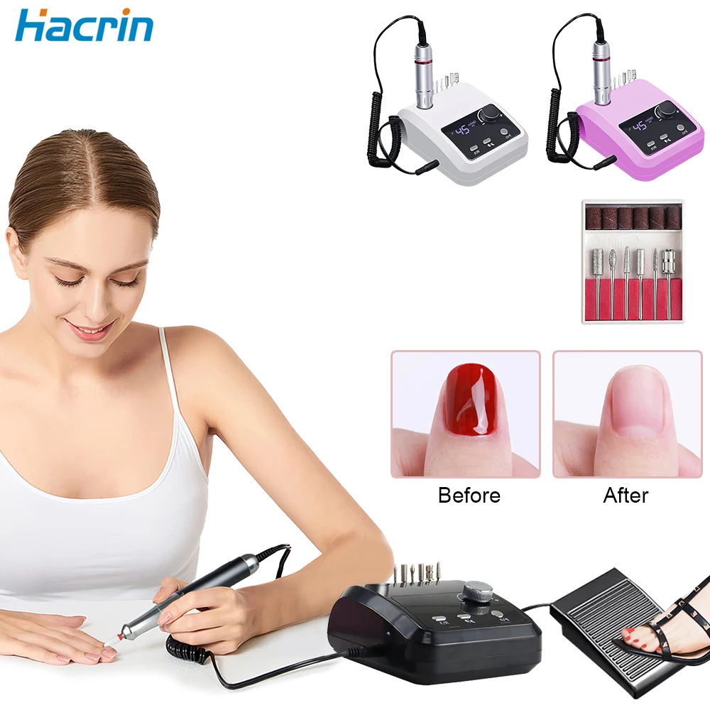 Профессиональный токарный станок для ногтей 45000 об/мин электрическая дрель с