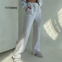 2022 womens spring and summer sports style leisure loose lace up wide leg pants sports pants womens pants tangada y2k clothes