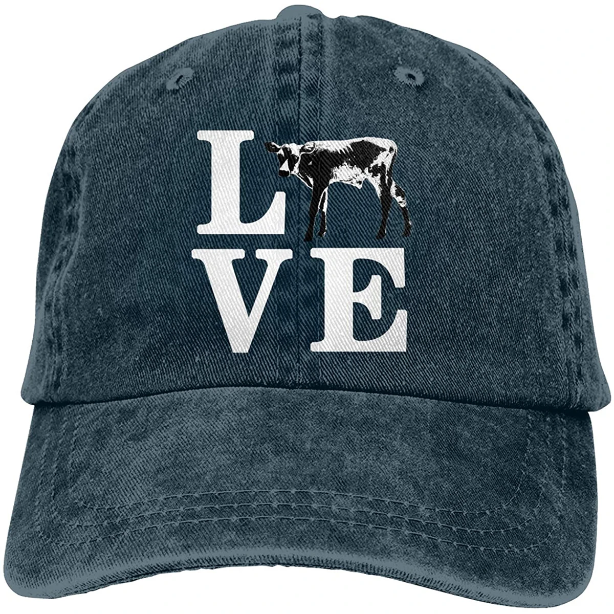 

Hats For Women Farm Animal Love Cows Sports Denim Cap Adjustable Unisex Plain Baseball Cowboy Hat