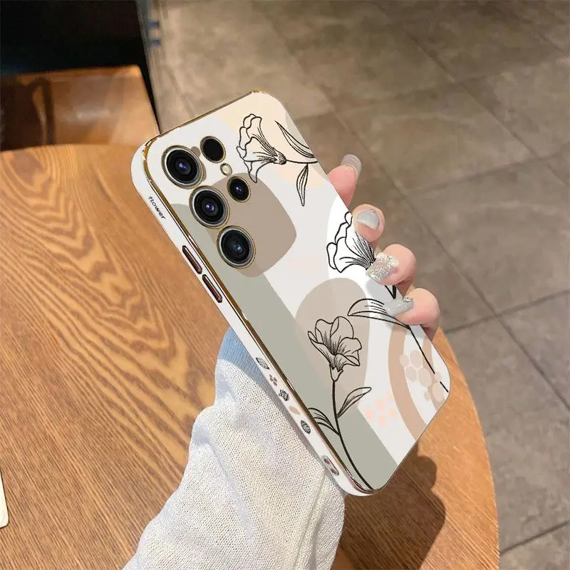 Beautiful Art Luxury Plating Phone Case For Samsung Galaxy S23 S22 S21 S20 Ultra S10 S9 S8 Plus Note 20 ultra 10 Plus Cover