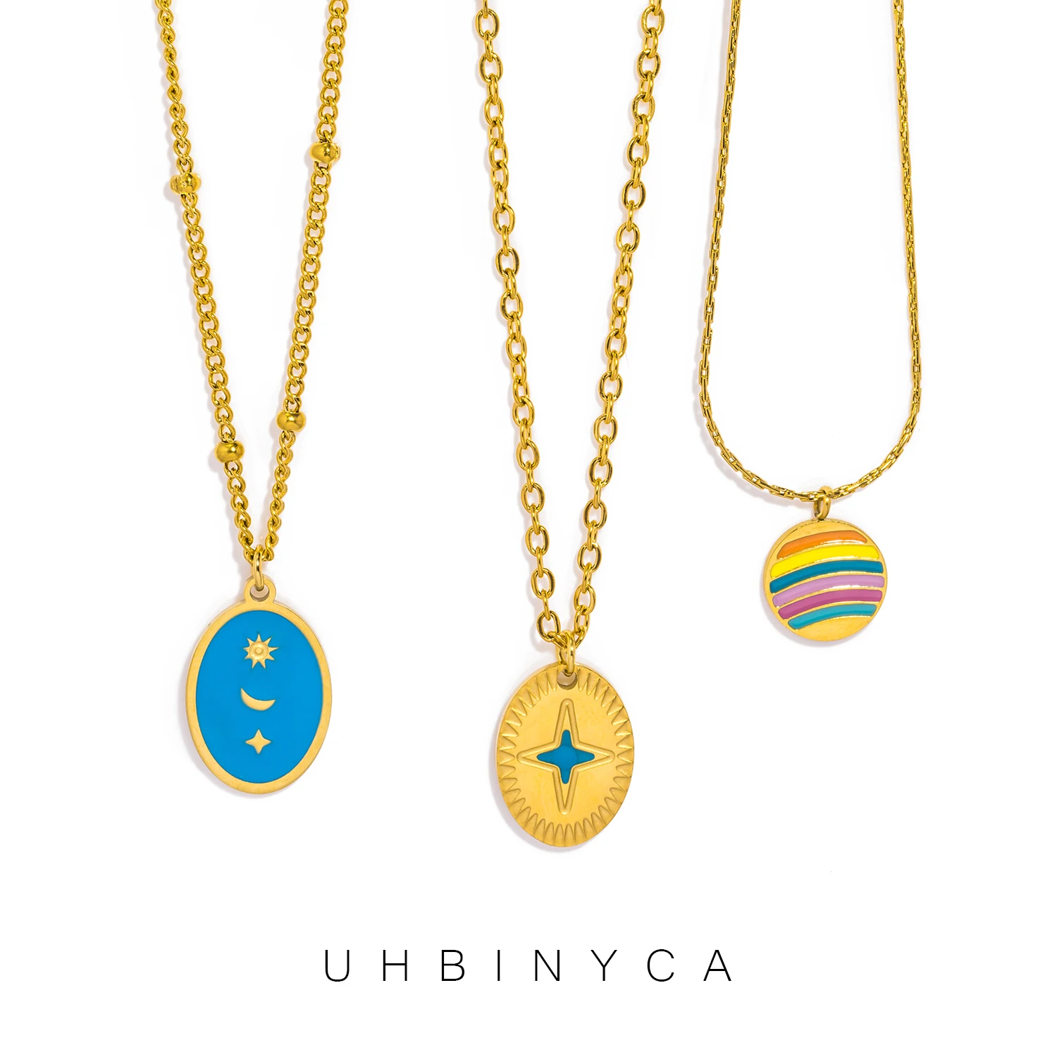 UHBINYCA модное круглое красочное эмалированное ожерелье Y2K с подвеской в виде