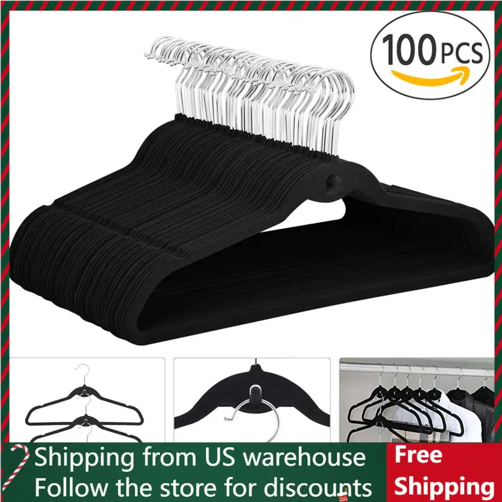 

Non Slip Velvet Clothing Hangers, 100 Pack, Black