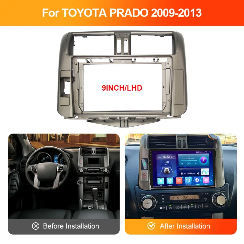 Для TOYOTA Prado LHD 2009-2013 9-дюймовый автомобильный DVD стерео радиорамка приборная панель