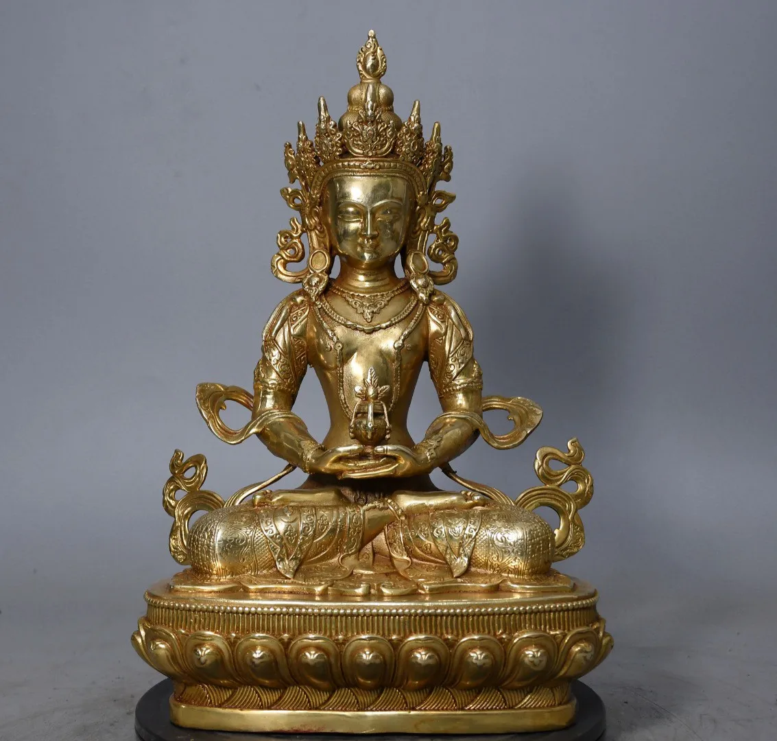 Тибетская латунь позолоченная долголетие Будда Тара Гуаньинь Бодхисаттва