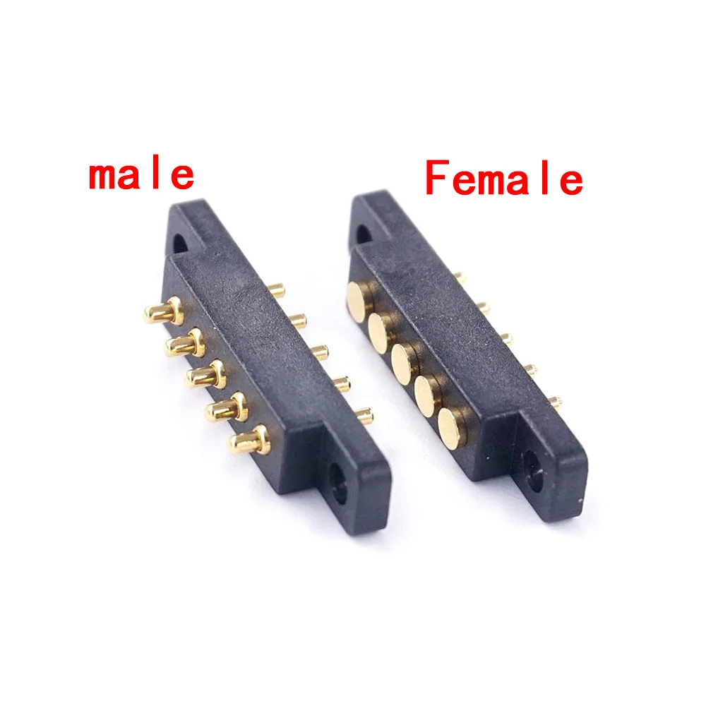 

1pcs Spring Loaded Connector Pogo Pin 5 Pin 2.54 MM Pitch Through Holes PCB Vertical With Flange Panel Mount Single Row Strip