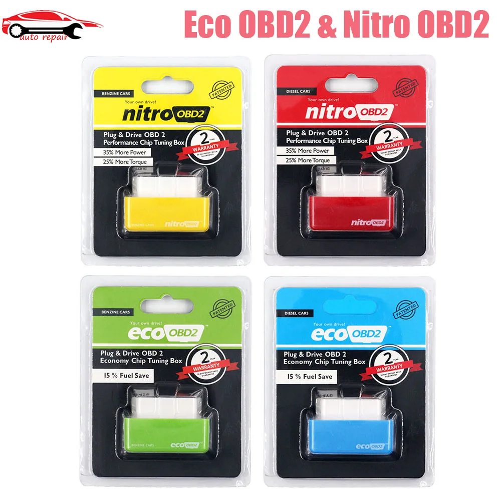 

Eco OBD2 & Nitro OBD2 Full Chip Plug & Drive OBD2 ECU Chip Tuning BOX 15% Fuel Save More Power For Benzine Diesel Car 4 Colors