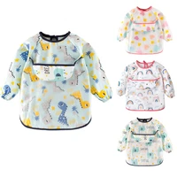 3pcs baby bibs cloth waterproof dining clothes long sleeve apron children feeding smock burp reverse dressing painting protect