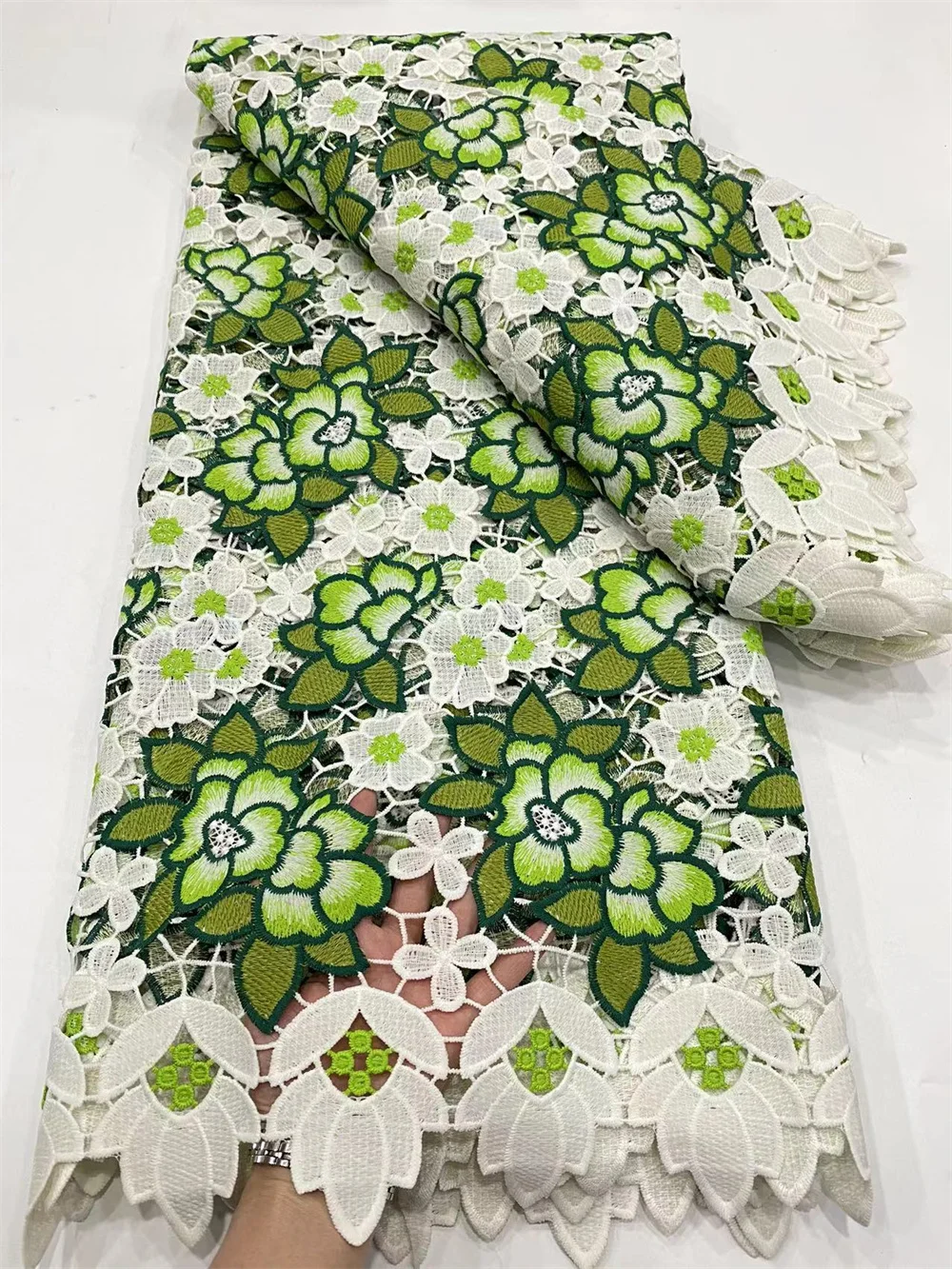 NI.AI белый нигерийский цветочный кружевной ткани молочный шелк с блестками
