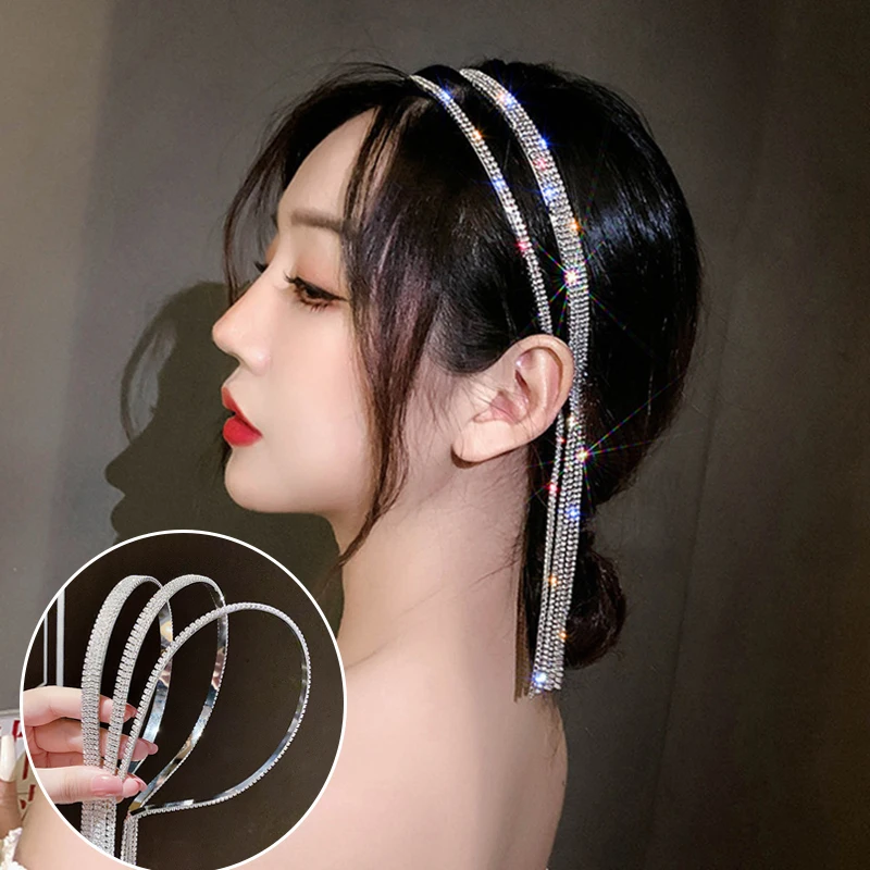 Роскошные повязки Стразы для женщин Длинные с кисточками и бантом Корейская