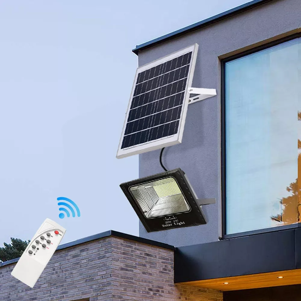 

Уличный светодиодный прожектор на солнечной батарее, водонепроницаемый настенный светильник с дистанционным управлением для сада, дома, у...