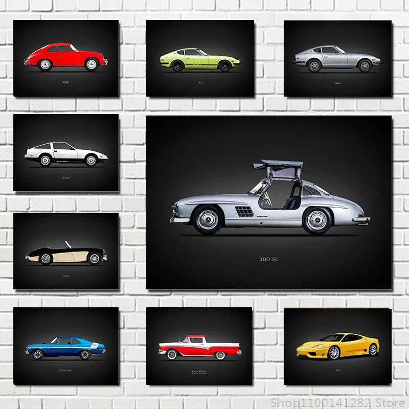 

Постер классический боковой коллекции автомобиля, спортивные скандинавские автомобили SL300, настенное искусство, домашнее эстетическое милое украшение для комнаты, брезентовый подарок для парня