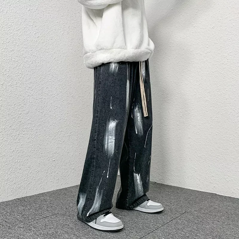 

Мужские прямые джинсовые брюки на шнуровке, в стиле хип-хоп