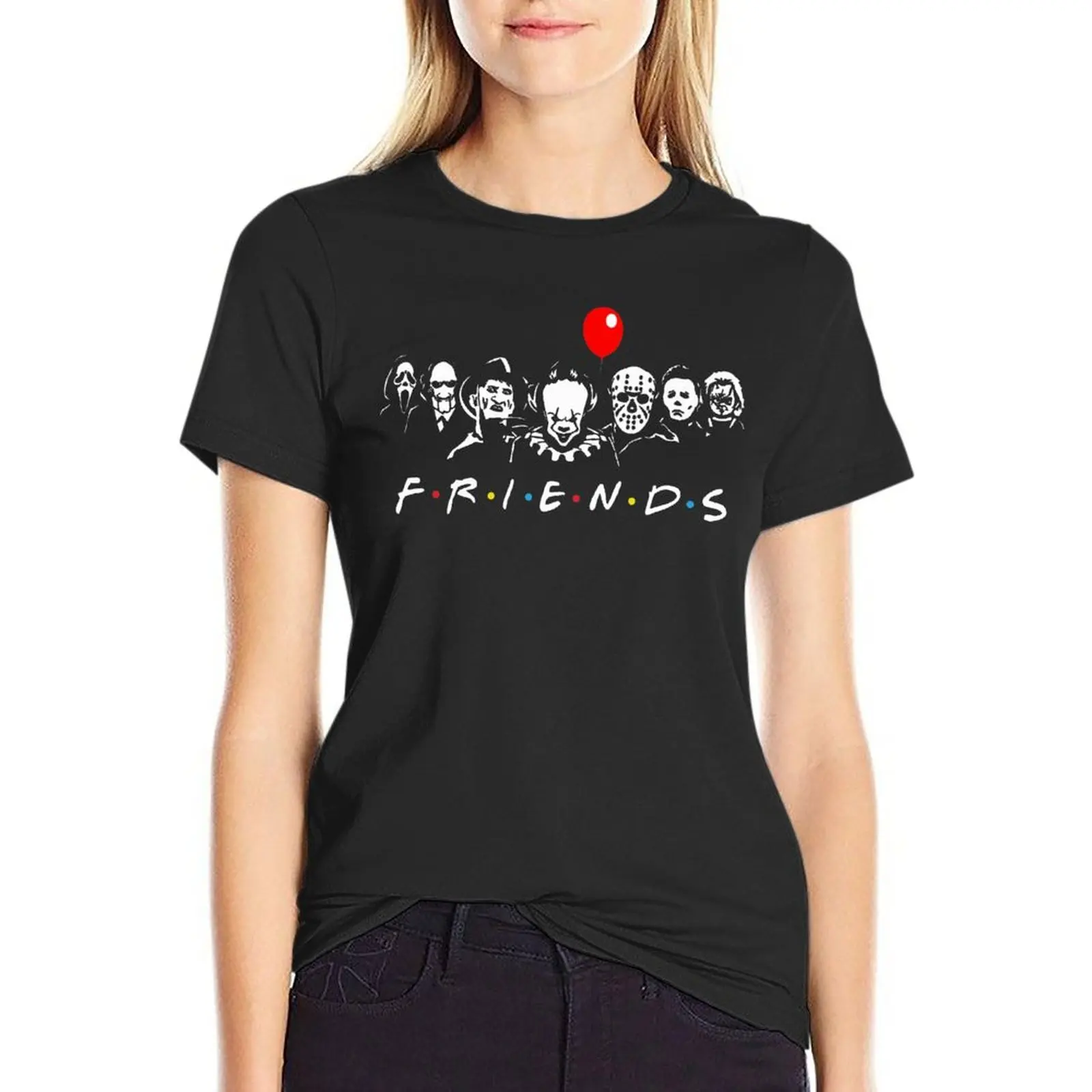 

Friends Jason Voorhees Tee Shirt Movie Figure Cotton Printed Lady T Shirt Short-Sleeve Simple Tshirt