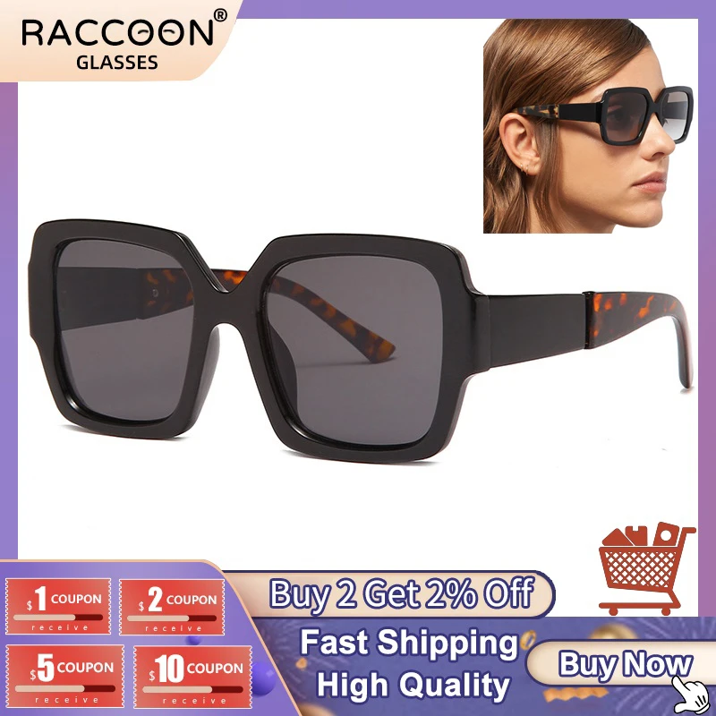 

2022 New Fashion Vintage Ladies Large Frame Square Sunglasses Men Modern Trend Luxury Designer Sun Glasses Women Eyewear Shades