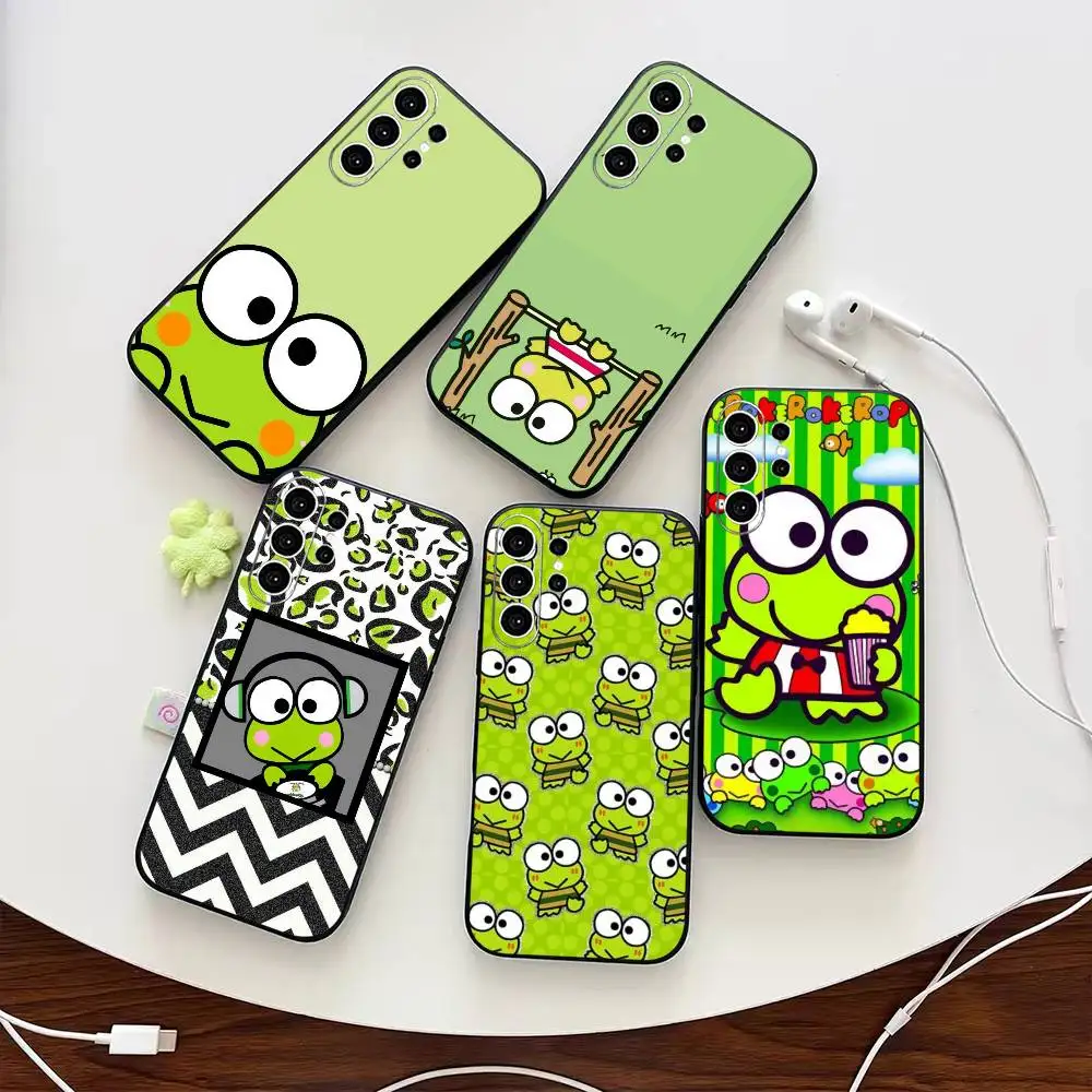 Фото Чехол C-Cute Keroppi для телефонов Samsung S25, S24, S21, S22, S23, S30, Ultra, S20, Plus, Fe, Note, 10, 9, 5G, черный №1