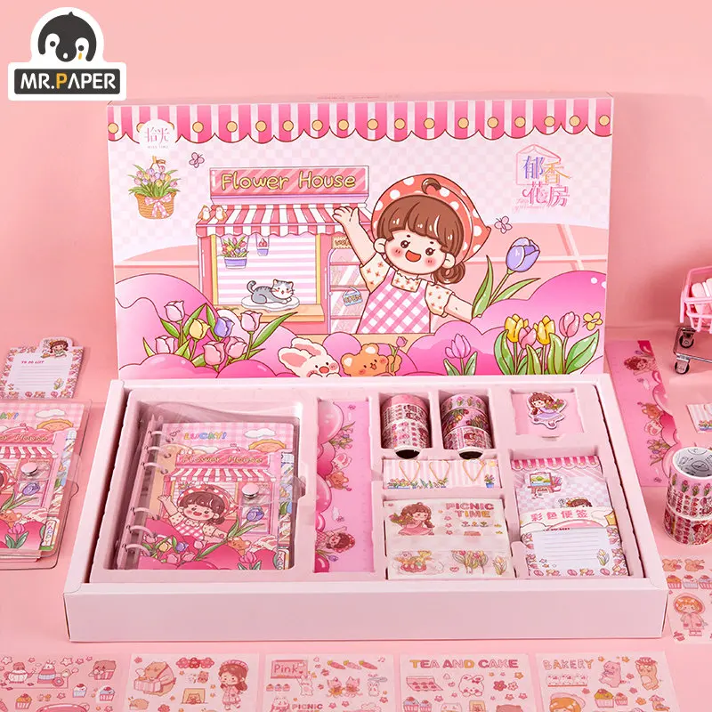 Mr. Paper 174pcs/Box Cartoon Character Sticker Tape Cute Guka Hand Account Gift Box Set Can DIY Decorative Stationery Supplies