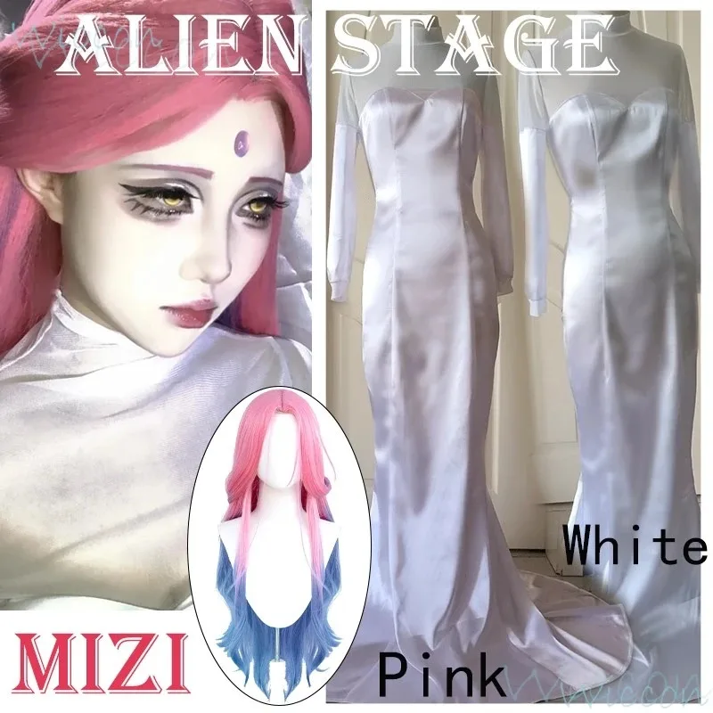 Фото Аниме Mizi Alien Stage Round 5, костюм для косплея, линейка моего сердца, парик, белое платье, униформа, наряд для вечеринки на Хэллоуин для женщин; 3,k8' №2