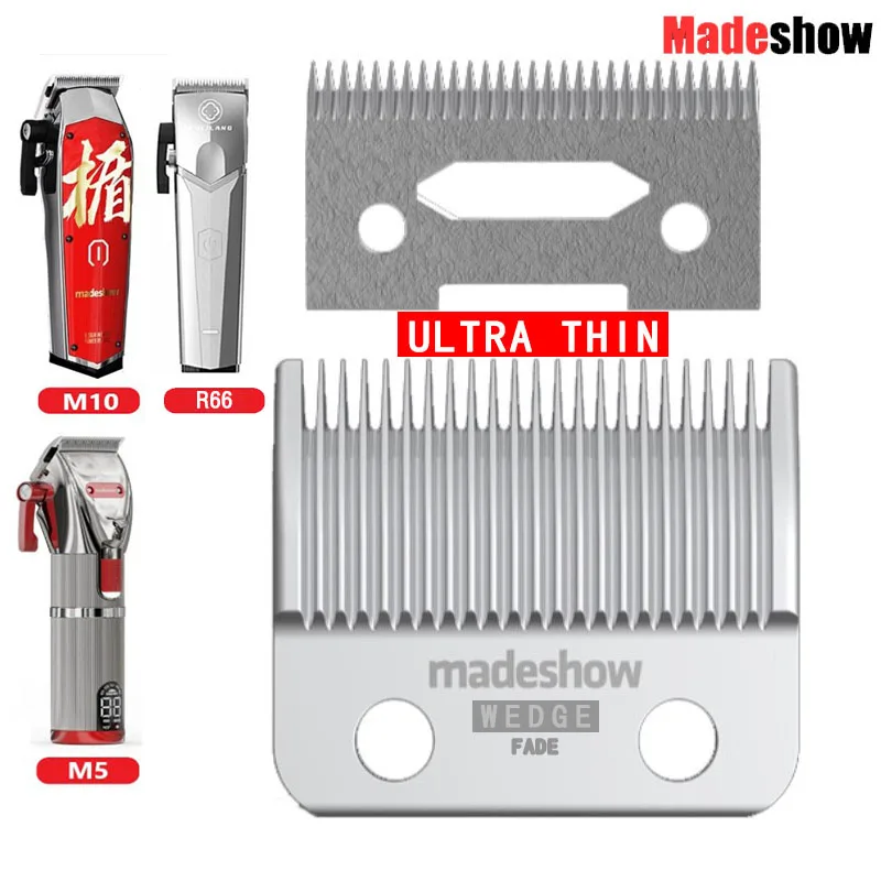Madeshow M5(F) M10 R66 Wedge Fade Blades Stainless Steel Hair Clipper Ultra Thin Blade Trimmer Replacement Original Cutter Head