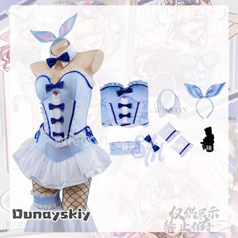 Фото Аниме My Dress Up Marin Kitagawa, карнавальный костюм Kawaii, голубой кролик, комбинезон для девочек, головной убор с кроликом, милая Лолита, Хэллоуин №2