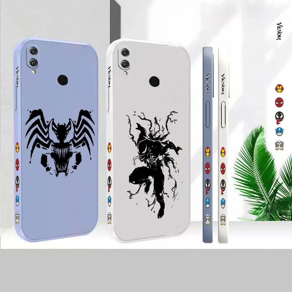 

Liquid Silicone Case For Honor 80 70 60 50 SE GT 30 30S 20 20S 10 9 8X Pro Plus Max Lite 4G 5G Marvel Comics Venom Logo Cover