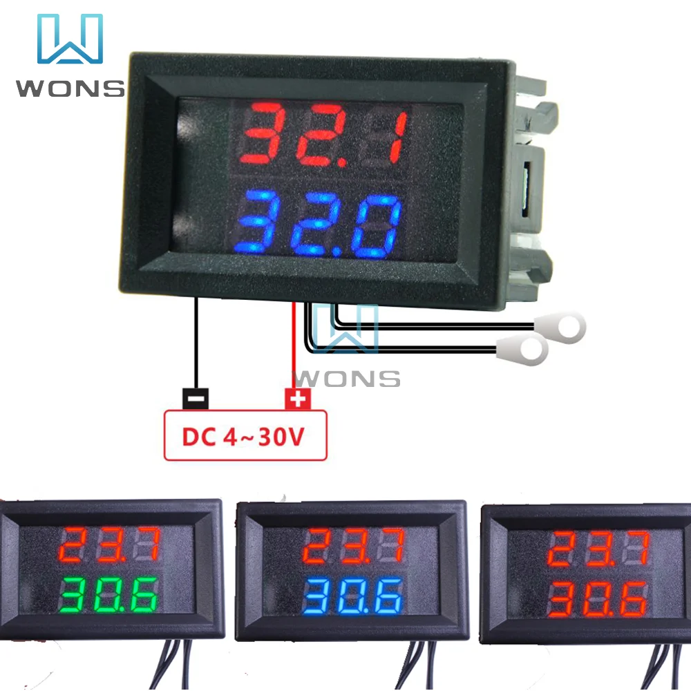 

DC 4V-28V Mini Dual Display LED Digital Temperature Controller Temperature Sensor Thermometer Tester control + NTC Metal Probe