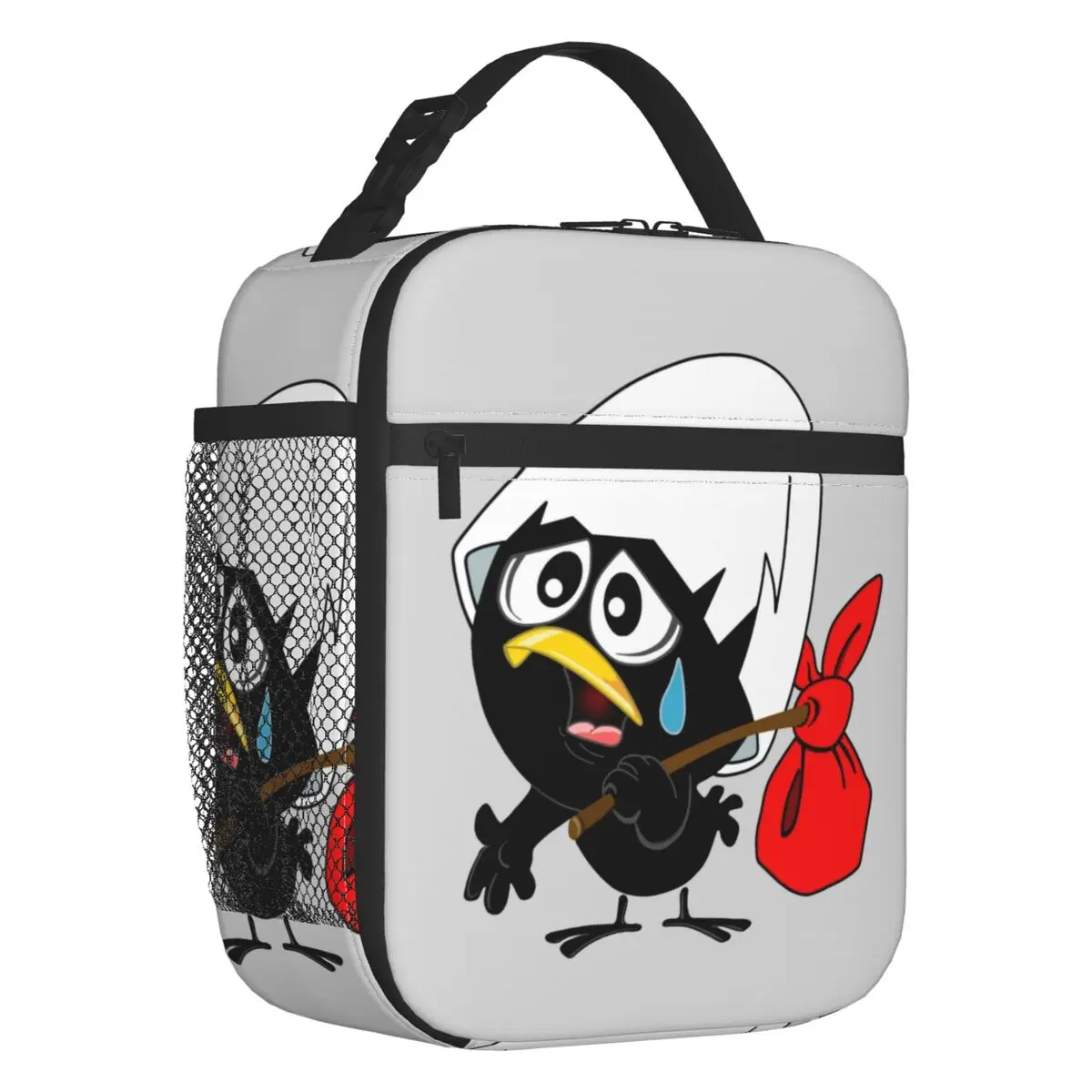

Sad Black Chicken Calimero Portable Lunch Boxes for Women Comic Cartoon Thermal Cooler Food Insulated Lunch Bag Kids Children