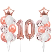 10 year old balloons birthday decorations kids happy birthday party supplies baby boy girl rose gold number foil latex