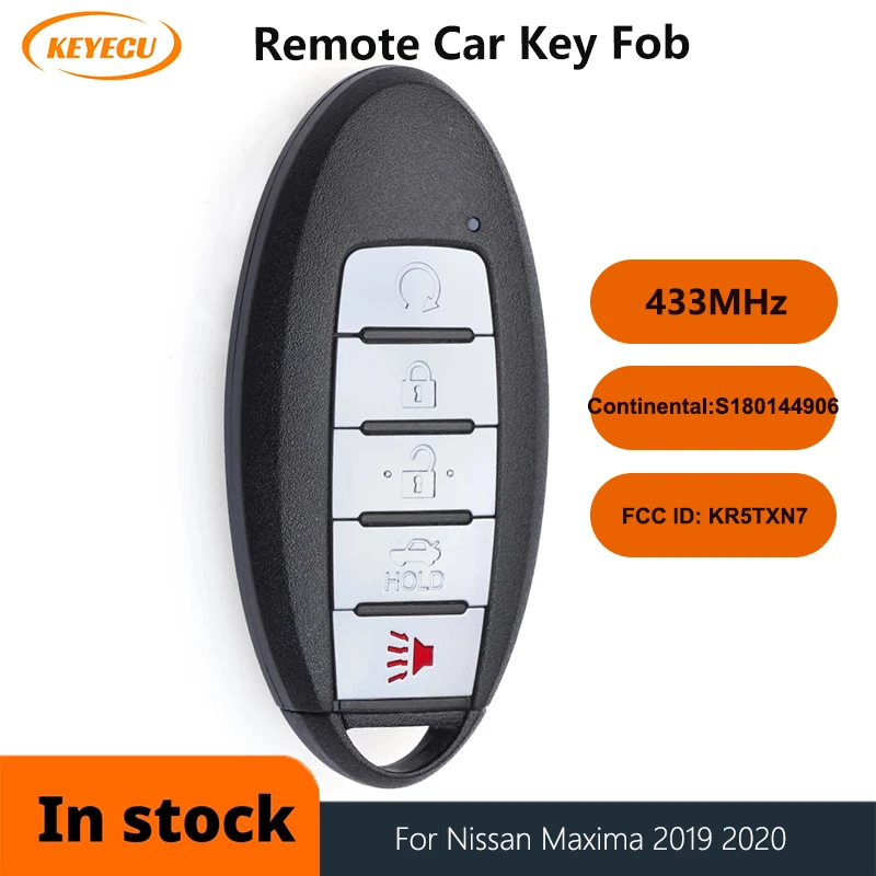 

KEYECU S180144906 433 МГц 4A чип Smart Remtoe ключ 5 кнопок для Nissan Maxima 2019-2020 FCC ID: KR5TXN7 Continental: S180144906