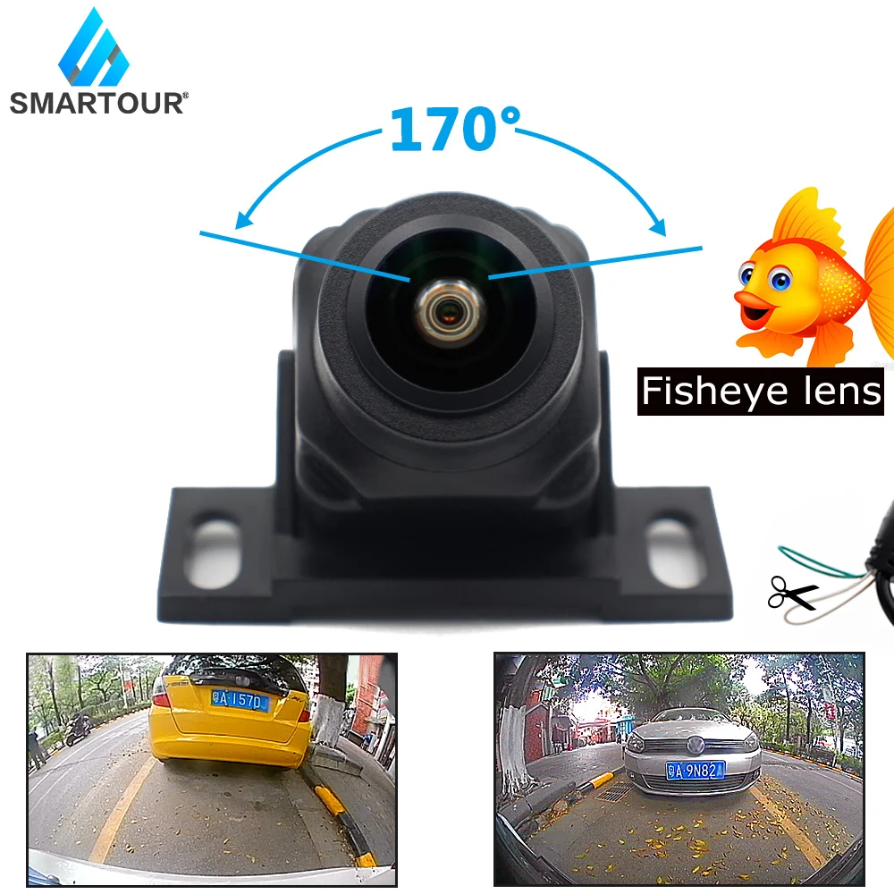 

Smartour Auto Night Vision CCD Cvbs FishEye Len HD Front Car Reverse Backup Rear View Camera For Android Vehicle Parking Monitor