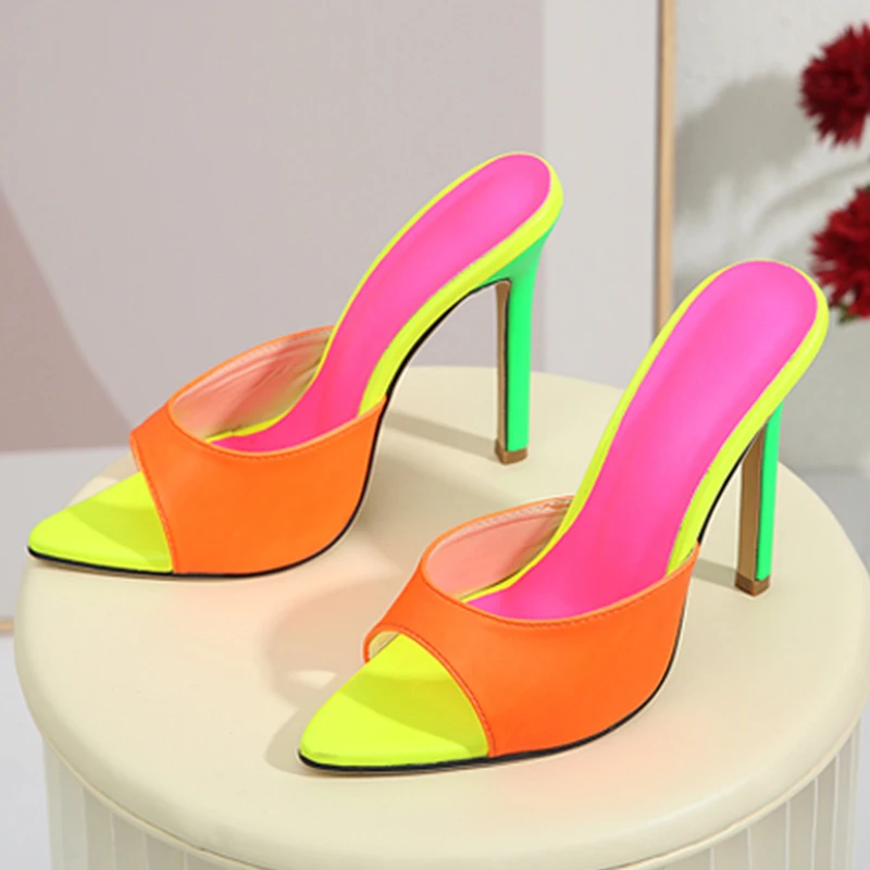 

Ladies Sandals Slippers High Heels Big Size Women Pumps 2022 Fashion Slides Summer New Sexy Peep Toe Heeled Shoes For Women