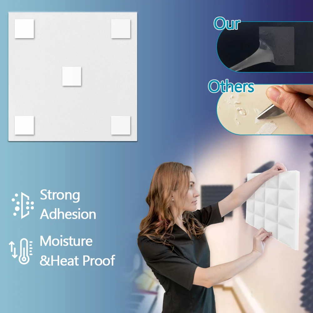 Acoustic Treatment Material 6/12/24Pcs Studio Home Door Wall Soundproof Sponge Panel For Music Room Echo Canceling Padding