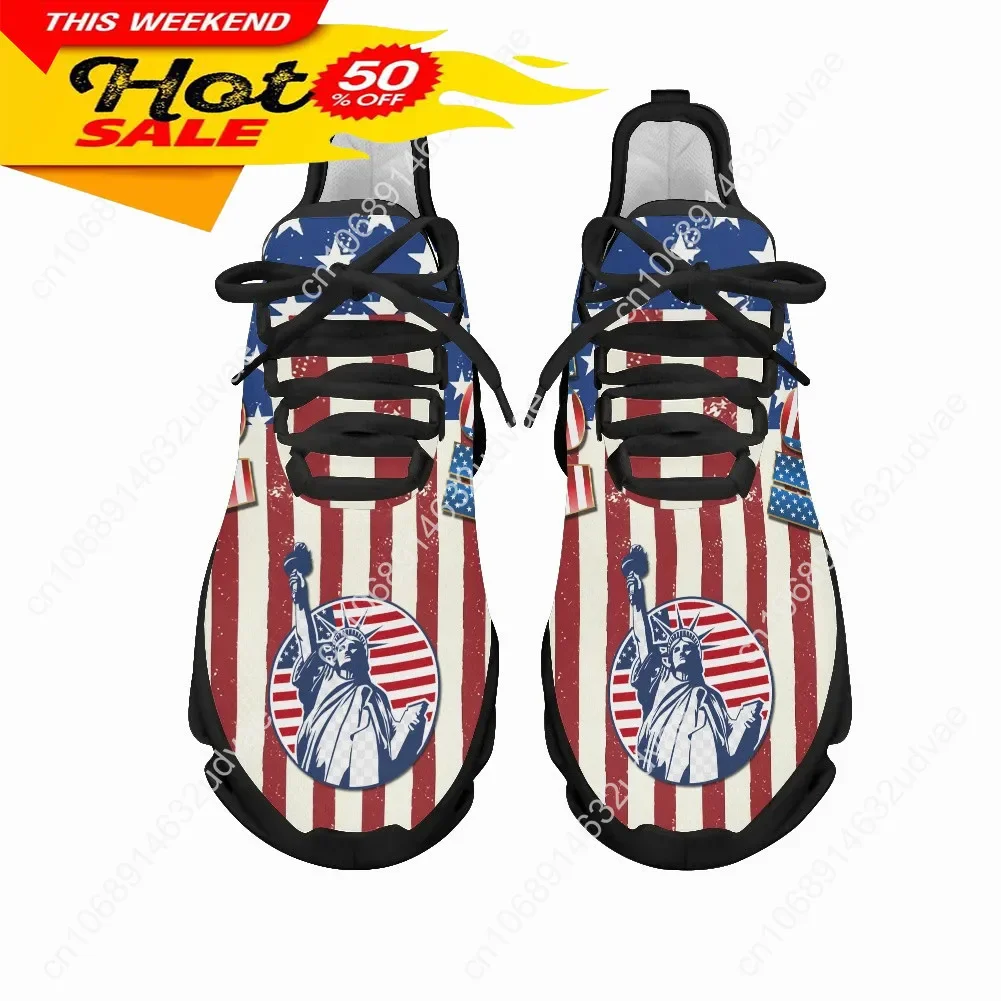 7.4 American Flag Statue of Liberty Print Flat Shoes for Women Cool Sneaker Female Spring Summer Woman Footwear