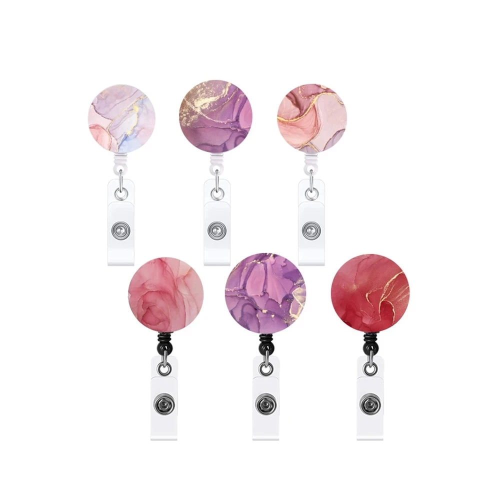 

1Pc Retro Fresh Small Floral Design Retractable Badge Holder Reel Cute Cartoon ID Card Holder Keychains