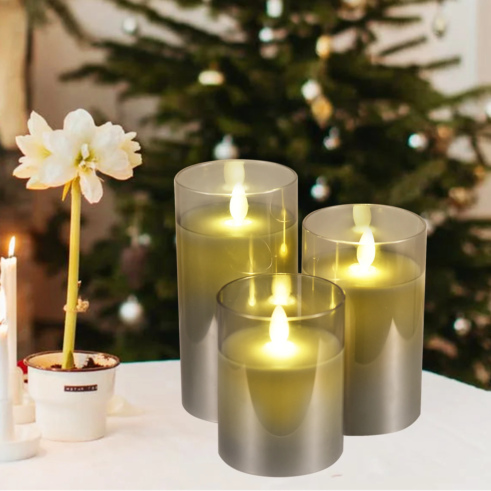 

3 шт. беспламенные светодиодный ные свечи, свадебное украшение для дома, Мерцающая лампа с питанием от батареи, ночники