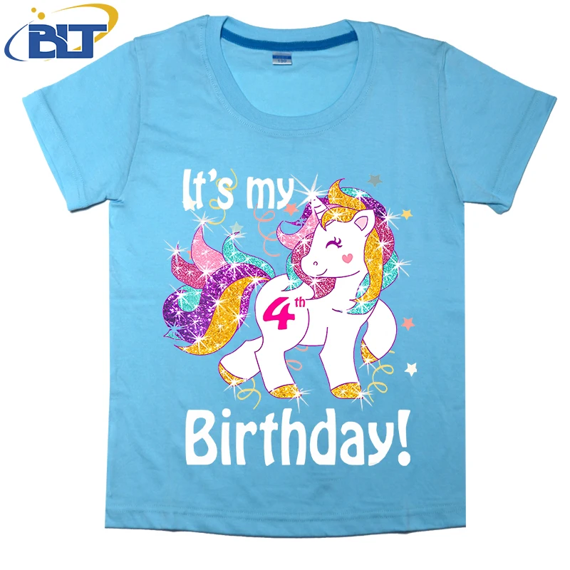 Детская футболка с принтом мой день рождения и единорогом для девочек 4 лет