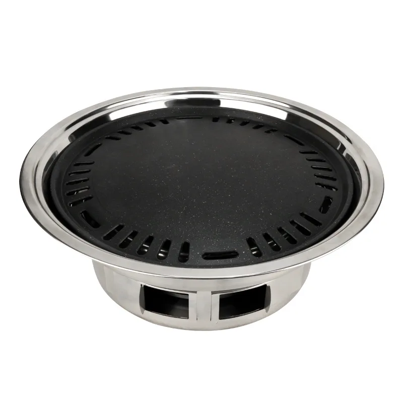 

BBQ grill camping portable charcoal grill Korean charcoal grilled round non-stick grill pan