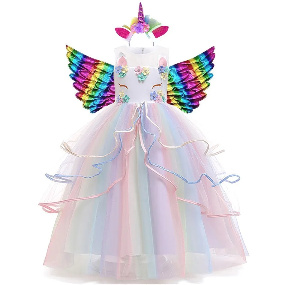 

3-14 Years Teenager Girls Unicorn Dress Rainbow Tulle Unicornio Halloween Party Princess Costume Kids Christmas Carnival Clothes