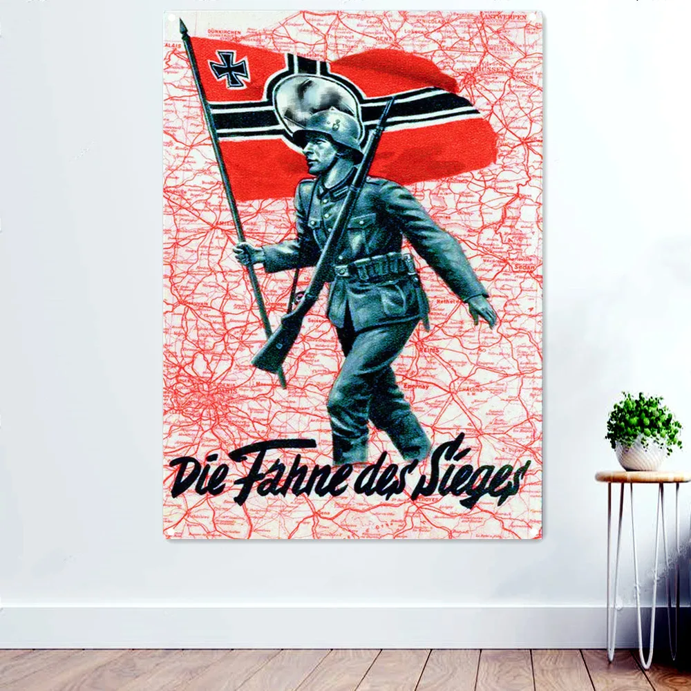 

Vintage Empire's Soldiers Banner Wall Hanging Flag WW II GER Wehrmacht Posters and Prints Wall Art Painting Home Decor Tapestry