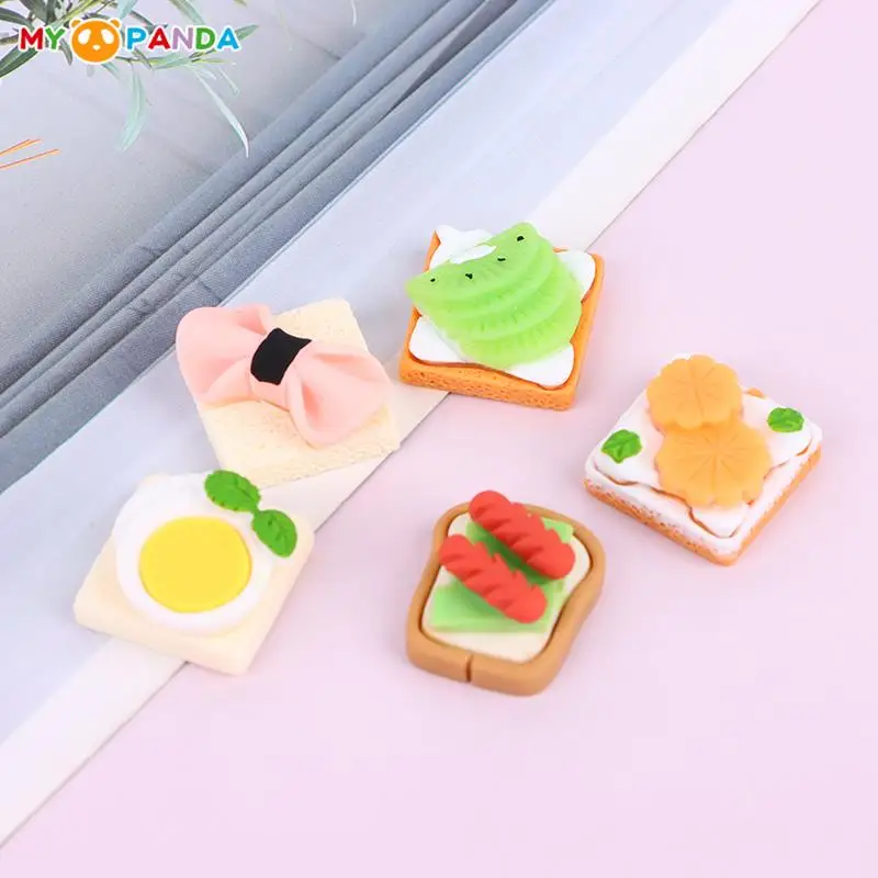 

5pcs/Set Dollhouse Miniature Simulated Resin Fruit Dessert Cream Toast Model DIY Dolls House Kitchen Scene Decor Accessories Toy