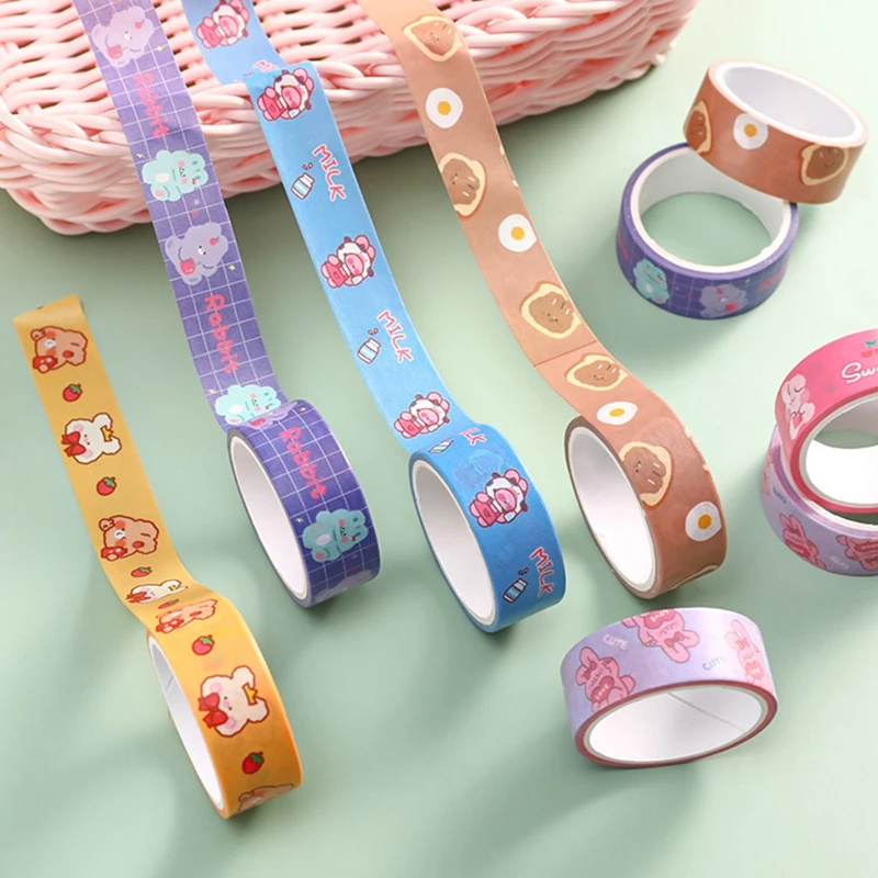 

1Roll Cartoon Bear Washi Tape Diy Student Hand Account Decoration Colorful Stickers Cute Diy Scrapbooking Decoration Stationery