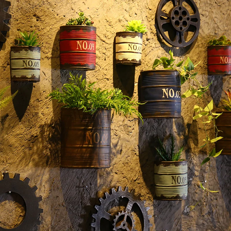 

industrial Retro style wall soft decoration wall decoration clothing store creative wall hanging flower pot wall pendant