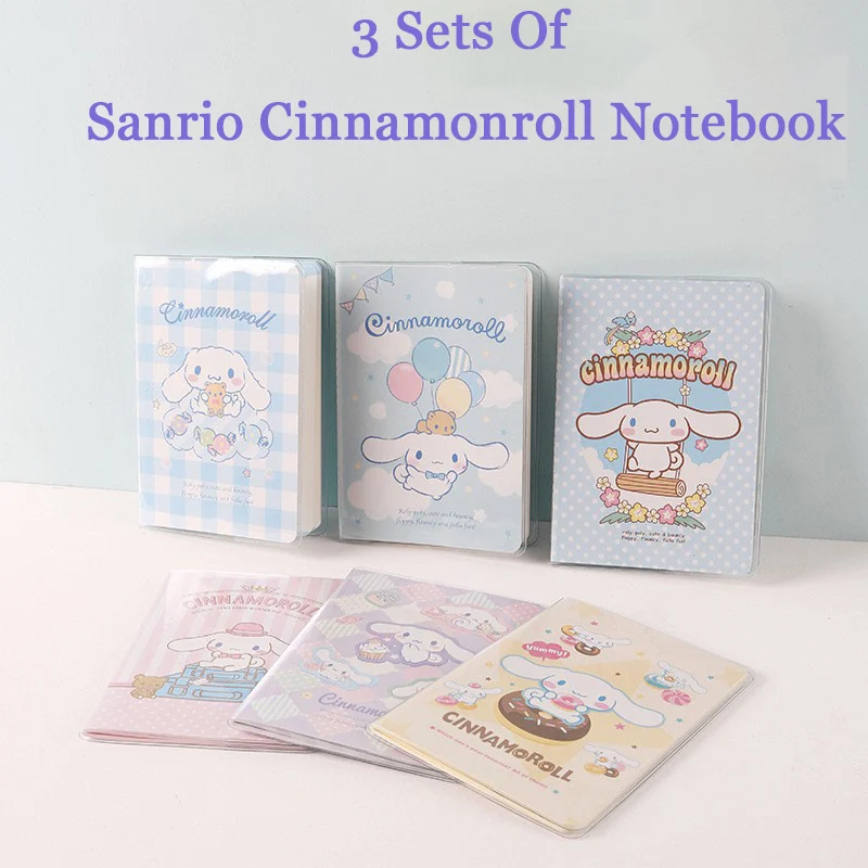 

Набор из 3 милых аниме Sanrio, аксессуары, мультяшный блокнот Cinnamonroll, милый блокнот для путешествий, запись, блокнот для девочек, подарок