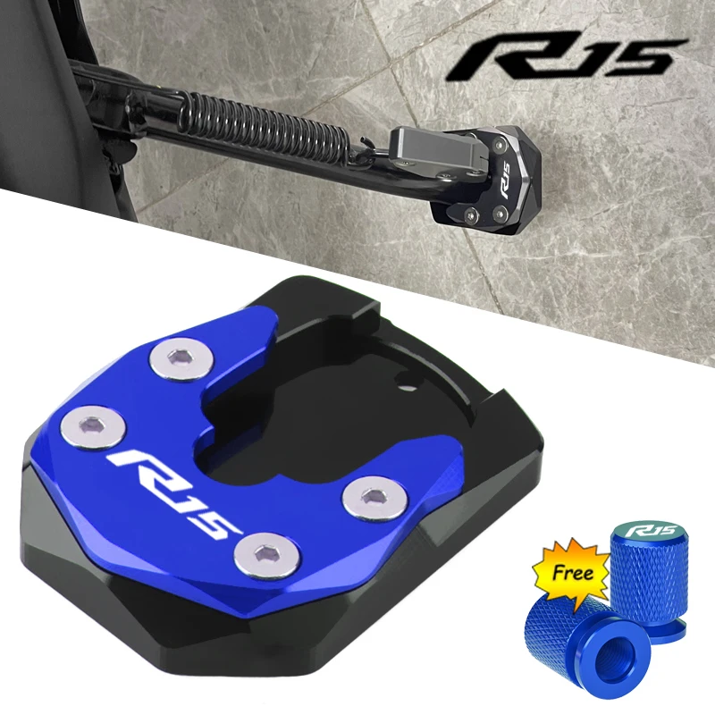 

2023 New Motorcycle CNC Kickstand Foot Side Stand Extension Pad Support Plate Enlarge For Yamaha R15 YZF-R15 YZFR15 YZF V3/V4