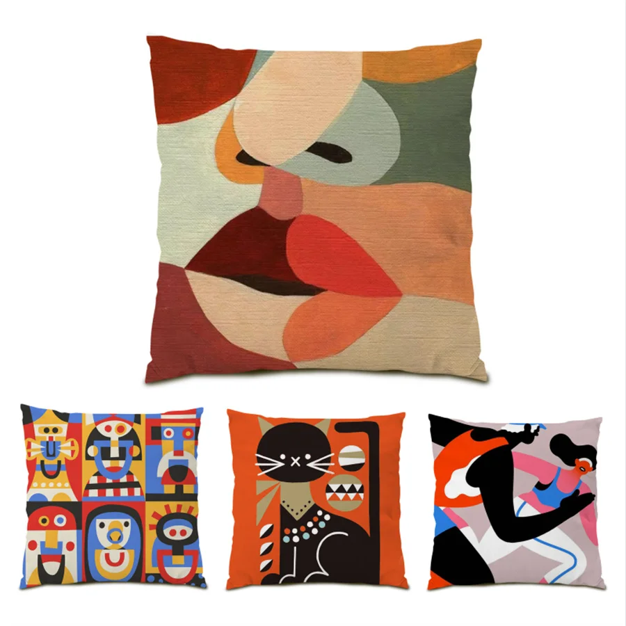 

Sofas Decorative Pillow Cases Velvet Pattern Polyester Linen Cushion Covers 45x45 Artistic Decoration Home Decor Abstract E0321