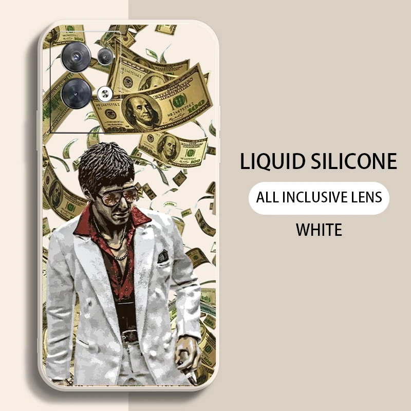 Модный чехол для телефона Scarface Dollar OPPO FIND X6 X5 X3 Pro Lite Neo Reno 9 8 7 8T 5G с жидкой