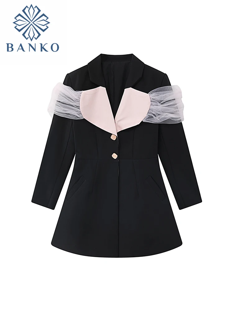 

Женское кружевное мини-платье составного кроя с отложным воротником, Осень-зима 2022, черные удобные женские платья, роскошный шикарный одноб...