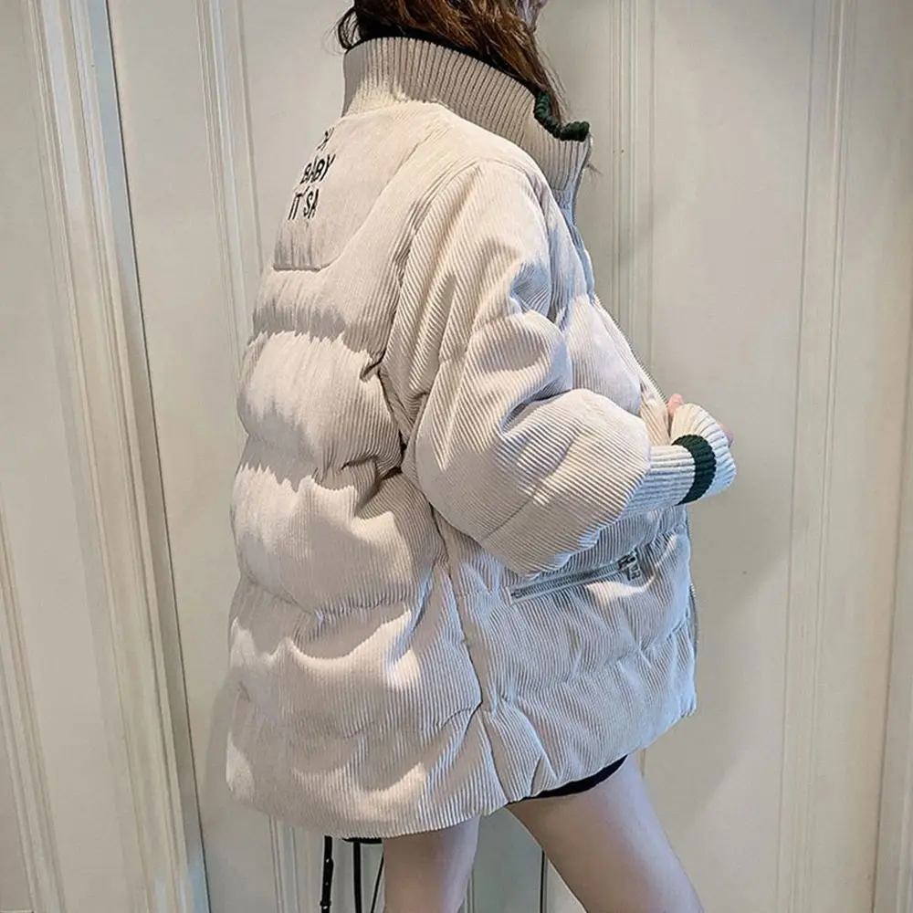 Winter Womens Cold Coat Parka Super Hot Corduroy Padded Jacket Cheap Wholesale Loose Long Sleeve Top Coat Fashion Snow Outercoat