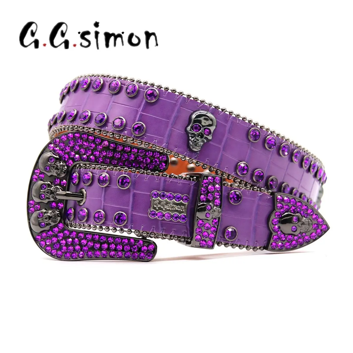 

Ремень GGSIMON в стиле панк-рок для мужчин, Модный Роскошный дизайнерский ковбойский пояс с алмазной пряжкой с язычком, для джинсов